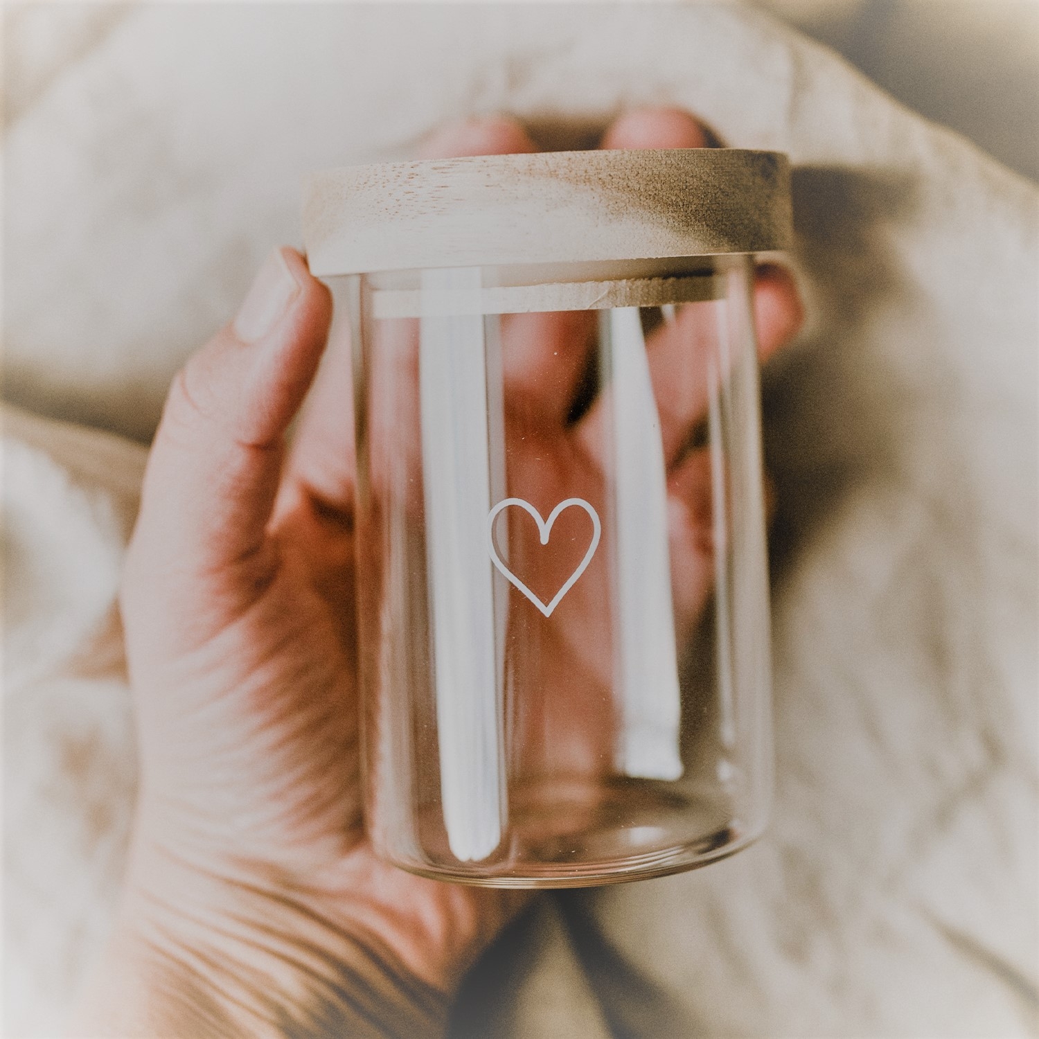 Mini-Vorratsglas HERZ weiß 10cm