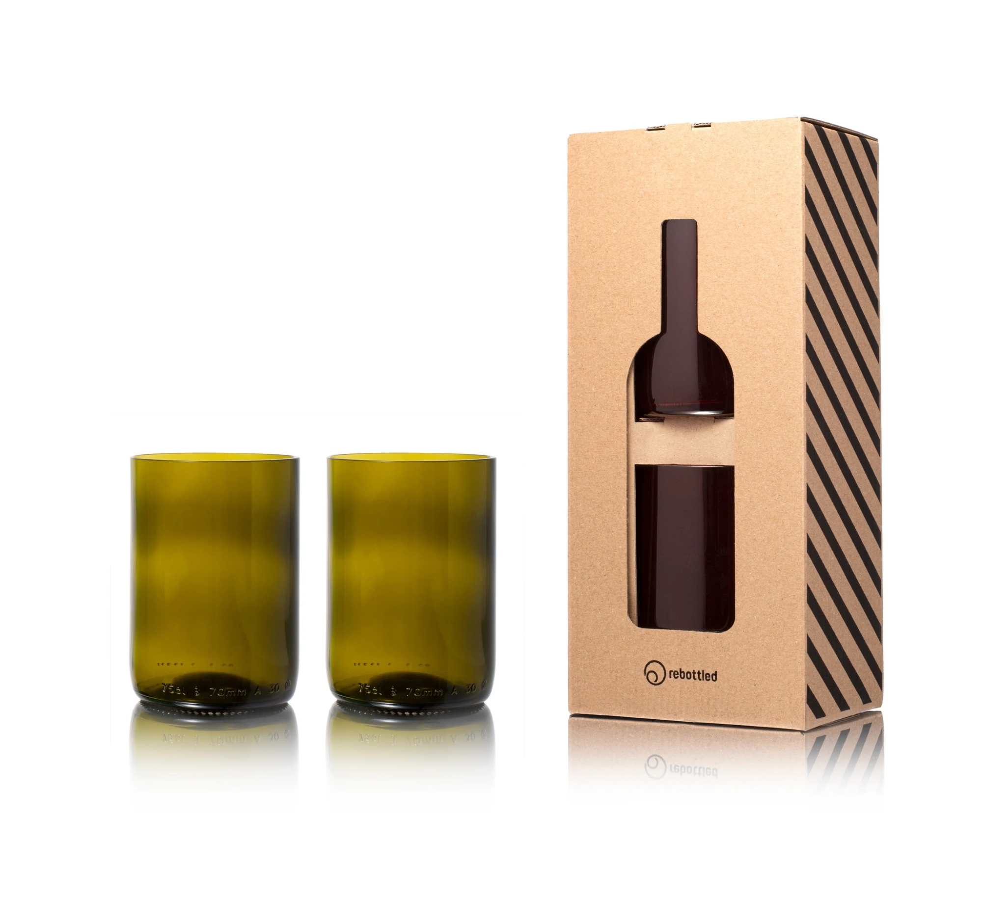 Re-Bottled Gläser 2-er Set | olive