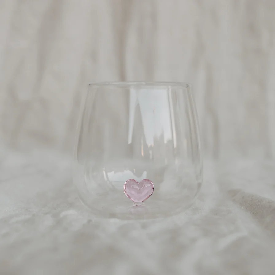 Trinkglas Herz Rosa 300ml