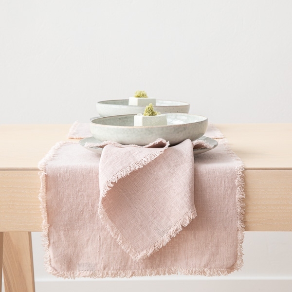 FRINGE Leinenserviette/Deckchen | LATTE