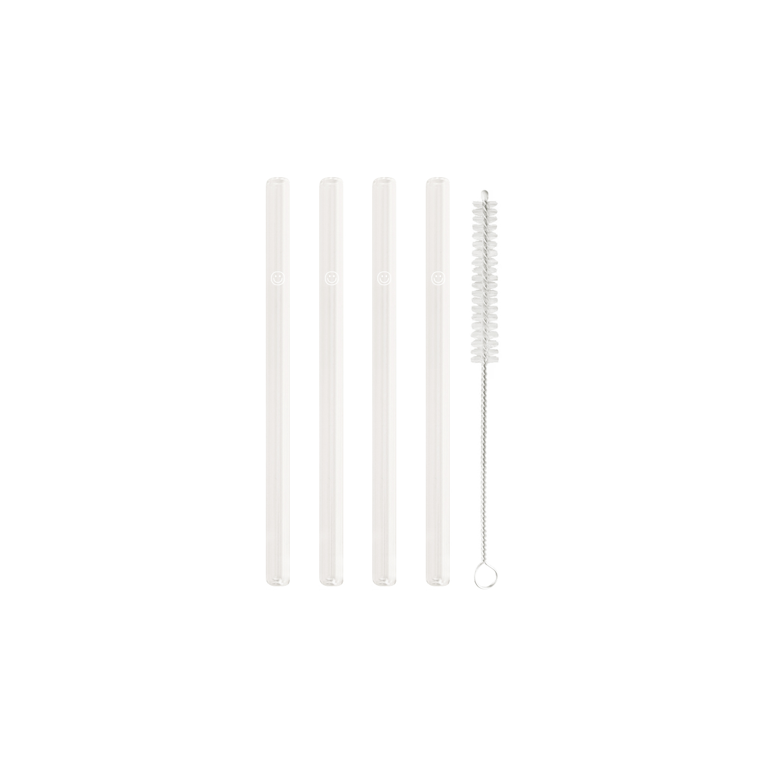 SMILEY Glastrinkhalme kurz 4-er Set