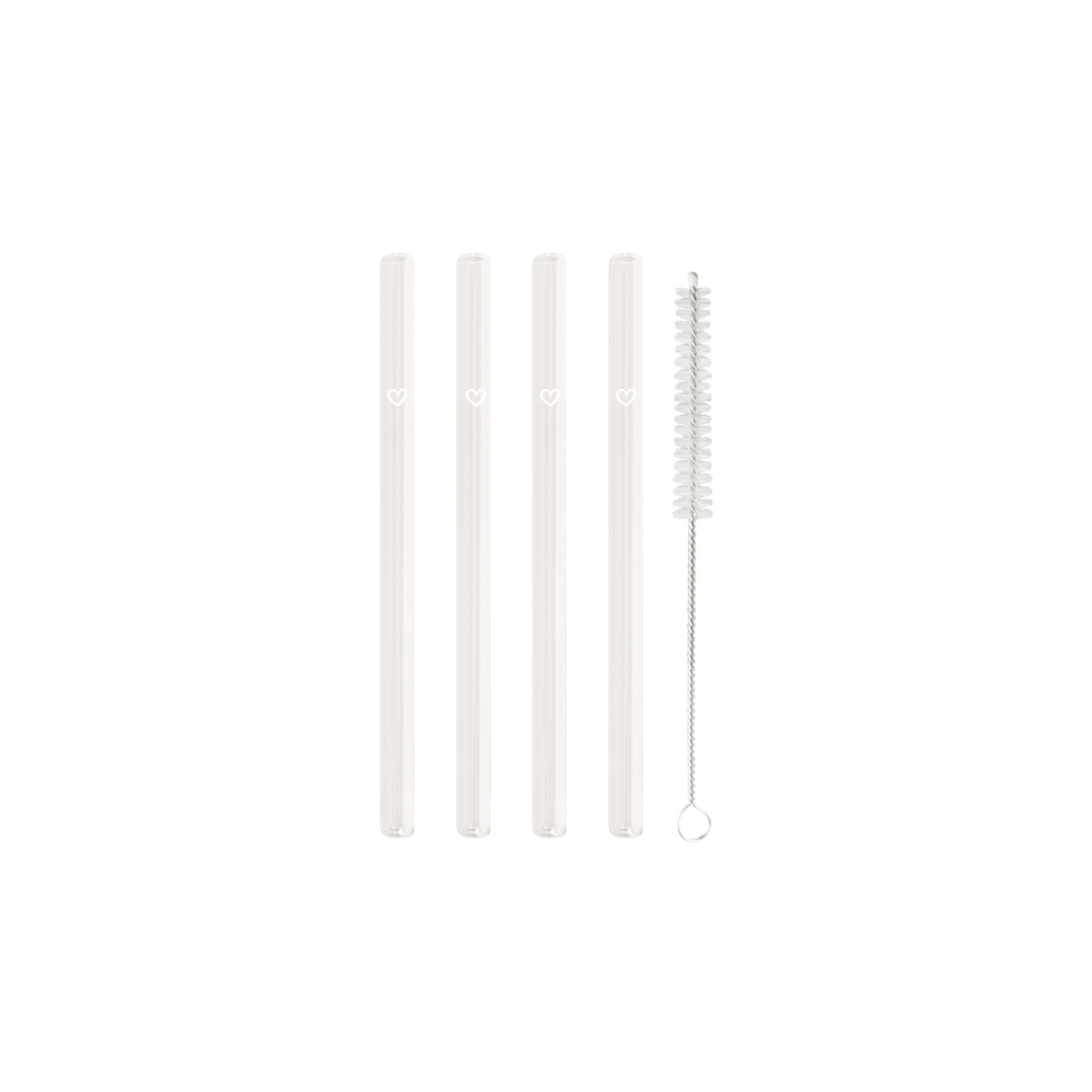 HERZ Glastrinkhalme kurz 4-er Set