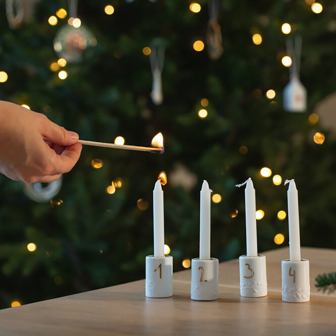 Mini-Adventslichter | Porzellan 4-er Set